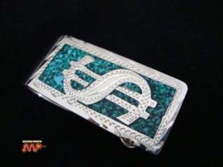   Silver .925 Money Clip Tasco Mexico Dollar Sign Gemstone Hand Crafted