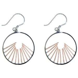  Handcrafted Sterling Silver Rising Sun Dangle Earrings 