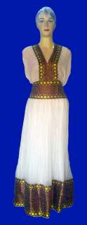 New Ethiopian Cotton Dress Adorned w/ Saba Tibeb #1  