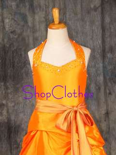 169 Orange Pageant Party dress Flower girl dress SZ 10  