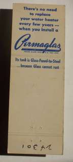 1960s Matchbook Permagas Water Heaters Fort Madison IA  