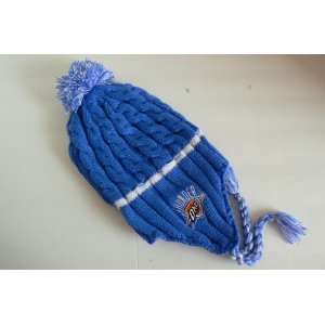   City Thunder Yarn Knit Pigtail Beanie with Pom