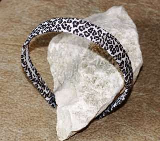 Grosgrain Flat Fitted White/Khaki/Blk Leopard Headband  