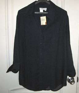 Coldwater Creek Navy Blue Shirt Petite L New W.Tags  