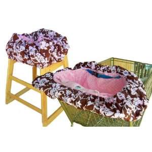  Pink & Chocolate Hibiscus Shopping Cart Cover / High Chair 
