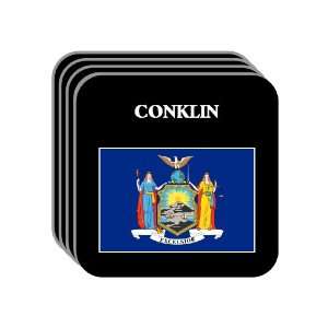 US State Flag   CONKLIN, New York (NY) Set of 4 Mini Mousepad Coasters