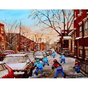   32x40 inches   HOCKEY GAME ON HOTEL DE VILLE MONTREAL