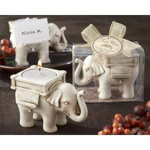  Lucky Elephant Antique Ivory Finish Tea Light Holder 