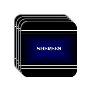 Personal Name Gift   SHEREEN Set of 4 Mini Mousepad Coasters (black 