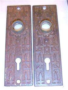 Victorian Black Enamel Door Knob Cast Plates +Lock Set  