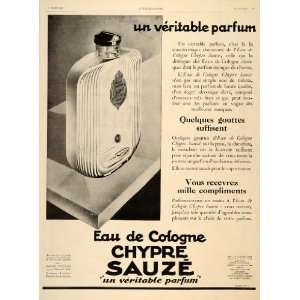  1928 Ad French Parfum Eau Cologne Chypre Sauze Perfume 