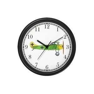  Fokker D7   Green and Yellow Biplane   JP   Wall Clock by 