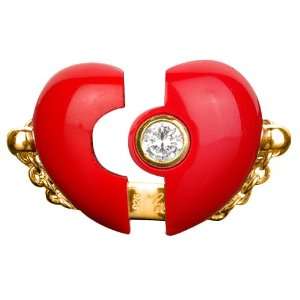  Petra Azar Magnetic Vermeil and Red Resin Lucky Hearts 