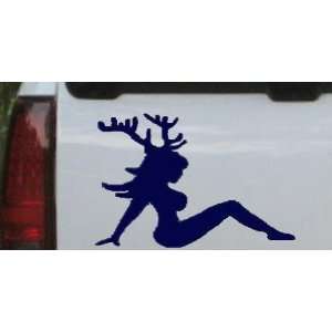 Navy 22in X 21.3in    Sexy Chic Mud Flap Woman with Deer Horns Hunting 