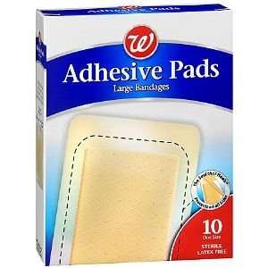   Adhesive Pads Large Bandages, 3 x 4 Inch, 10 ea 