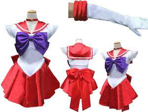 Sailor Moon Mars Raye with gloves Cosplay Costume  