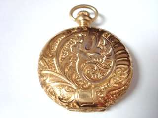 Antique Ladies Elgin 14kt Solid Gold 15 Jewel Pocket Watch Hunter Case 