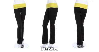 Contrast Color Waist Band Fold Over Yoga Pants (Good Quality) VARIOUS 