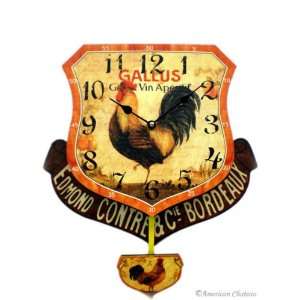  New Country Rooster Decor Pendulum Wall Kitchen Clock 
