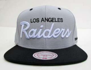 Los Angeles Raiders Grey Snap Back Cap Hat By Mitchell & Ness  