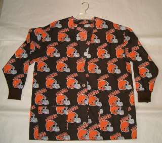 SCRUB JACKET MADE W CLEVELAND BROWNS NFL FABRIC SIZE M  