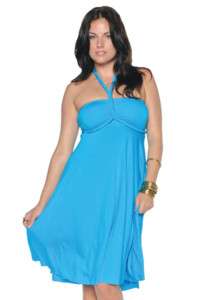 Water RL4007 Convertible Jersey Turquoise Dress sz 8 16 8654267  