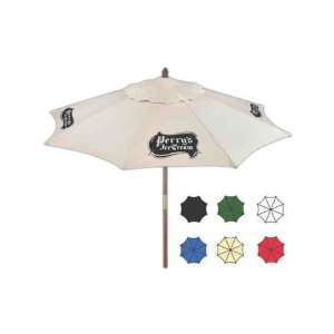   panel market umbrella with wood frame and heavy polyester cover