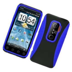  Hybrid Blue/ Black Hard Protector Back Cover Case HTC EVO 