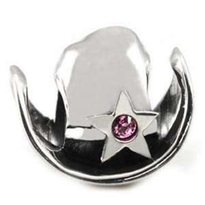   Sterling Silver Cubic Zirconia Cowgirl Hat Bead Charm Ohm Jewelry