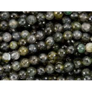  Dark Cracked Agate Faceted Round Bead Strand Arts, Crafts 