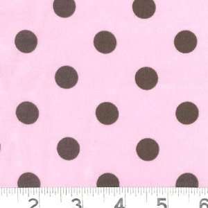  60 Wide Interlock Knit Polka Dot Pink/Brown Fabric By 