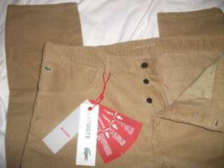 LACOSTEAUTHENTICCORDUROYS PANTS 38 x 32 MENS NWT $130.00  