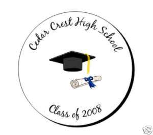 120 Personalized Graduation Round Labels Seals Stickers  