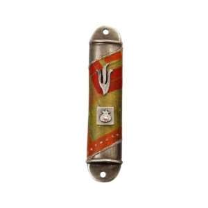  Rounded Semicircle Pewter Mezuzah with Pomegranate, Boxes 