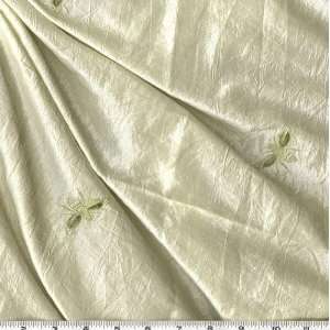  54 Wide Embroidered Taffeta Bees Cream/Sage Fabric By 