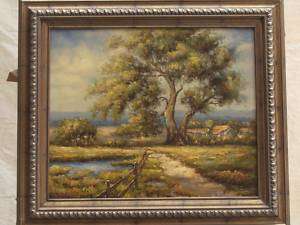 Framed Landscape Painting Countryside Signed H. Jacob  