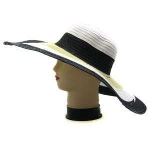    Ladies Wide Stripe Brim Summer Crushable hat Black 