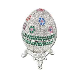  Swarovski Crystal Pave Platinum Flower Crystal Egg 