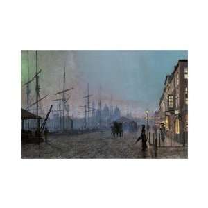 Humber Dockside by John Atkinson Grimshaw. size 20 inches width by 14 