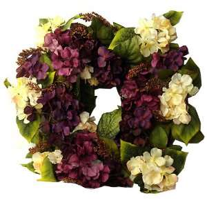 24 Purple and Cream Artificial Hydrangea Twig Weave Wreath 