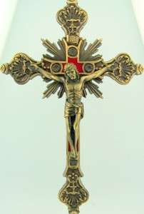   Catholic Travel Bronze Standing Altar Chapel Cross Crucifix 9 W Base