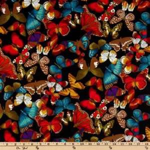   Paradise Butterflies Jet Fabric By The Yard Arts, Crafts & Sewing