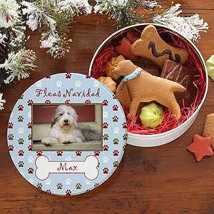  Pet Photo Personalized Dog Treats Tin   Fleas Navidad Pet 