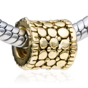  Pandora Style Bead Cylindrical Shaped Gold European Charm 
