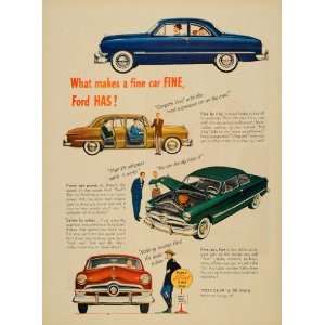 1950 Ad Ford Mid Ship Car V8 Engine King Size Brakes 