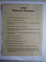 RULES FOR TEACHERS 1915 ,OLD WEST POSTER  