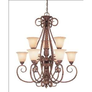   Chandelier   Cathedral Gold Finish  Textured Scavo Glass Home