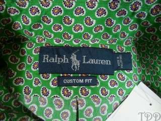 polo ralph lauren mens green paisley buttondown sport shirt see top of 