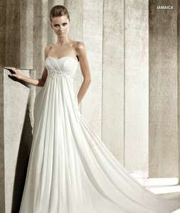 Customized White/Ivory New Chiffon fold Beaded Wedding Dresses all 