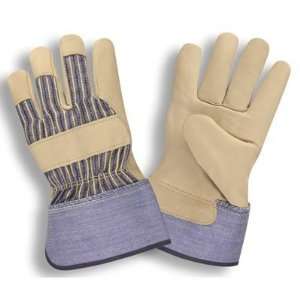 Striped Canvas, Standard Leather Palm, Safety Cuff Gloves (QTY/12 